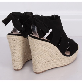 Espadryle na koturnie czarne 77-77 Black 1