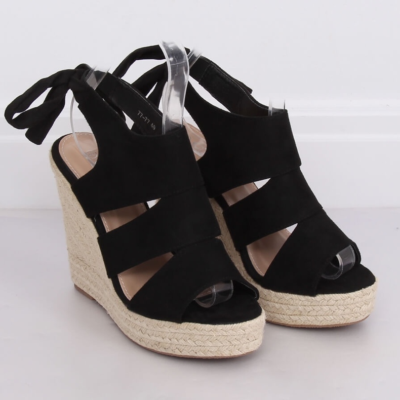 Espadryle na koturnie czarne 77-77 Black 2