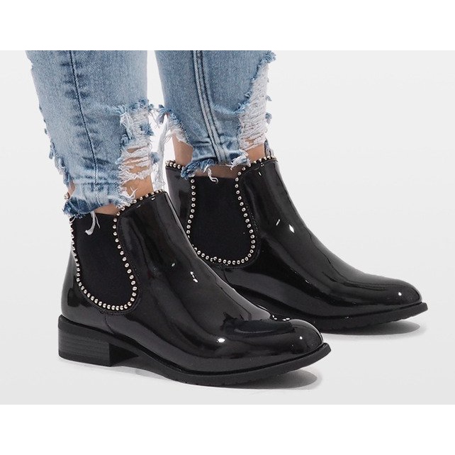 Czarne lakierowane botki BO-237# 2