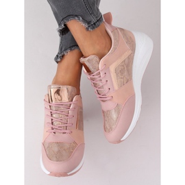 Sneakersy na koturnie różowe YL-33 Champagne 4