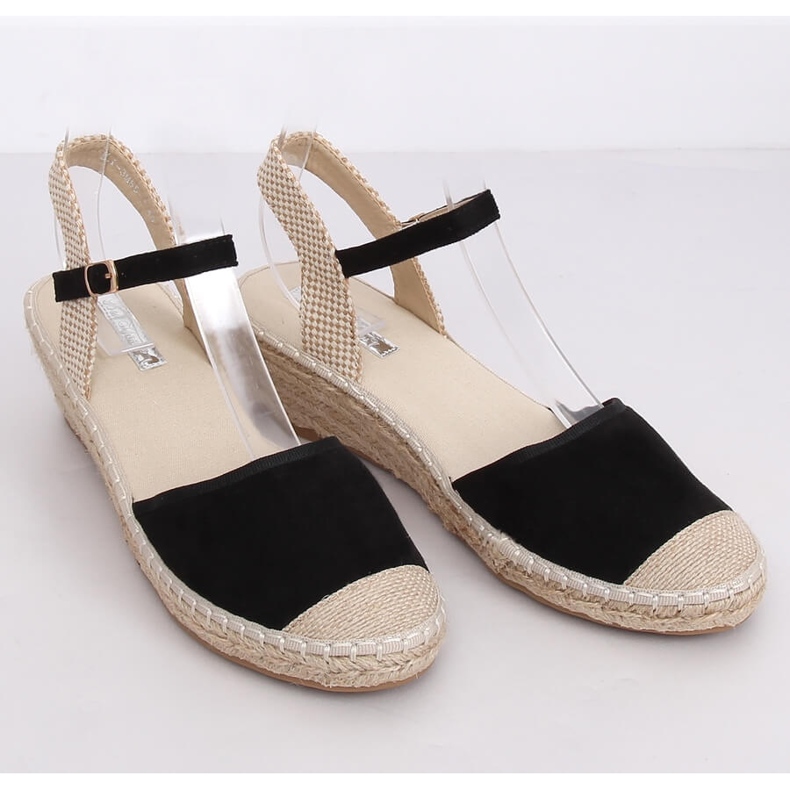 Espadryle na koturnie czarne LLI-3M85 Black brązowe 1