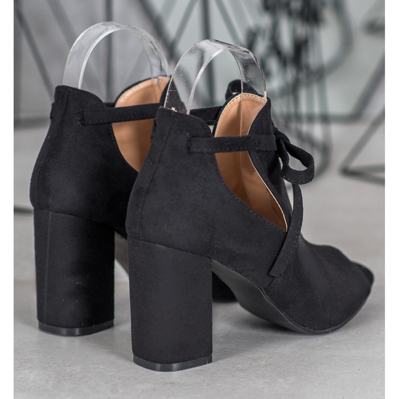 Wiązane Botki Open Toe VINCEZA czarne 1