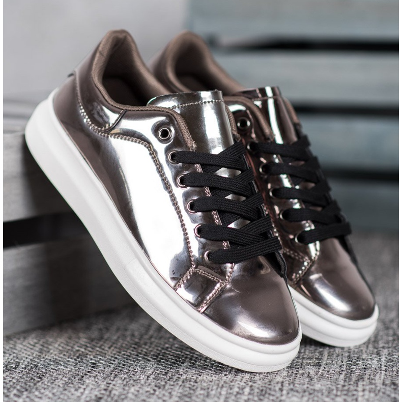 Bona Błyszczące Buty Na Platformie brązowe wielokolorowe 1