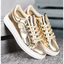 Bona Błyszczące Buty Na Platformie żółte 1