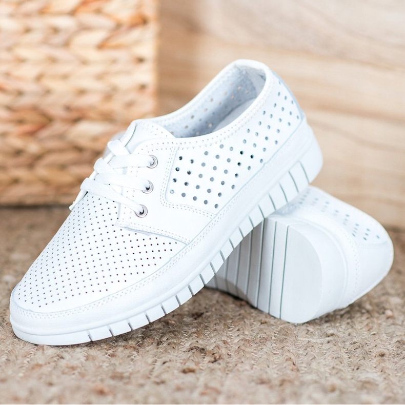 Kylie Skórzane Półbuty Na Platformie białe 2