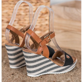 Goodin Modne Sandały Na Koturnie brązowe czarne wielokolorowe 2