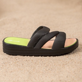 Bona Wygodne Czarne Klapki 2