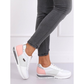 Buty sportowe damskie biało-różowe C013 Blanco białe 2
