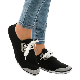 Czarne wsuwane tenisówki lycra BO-6 1