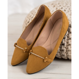 SHELOVET Baleriny W Szpic brązowe 2