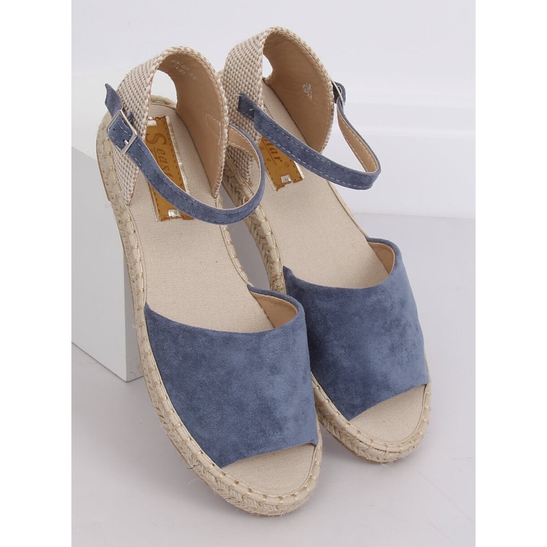 Espadryle wyciete niebieskie BB28P Blue brązowe 2