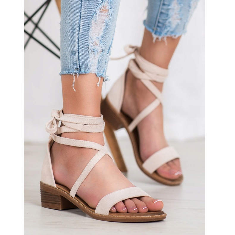 Wiązane Sandałki brązowe 1