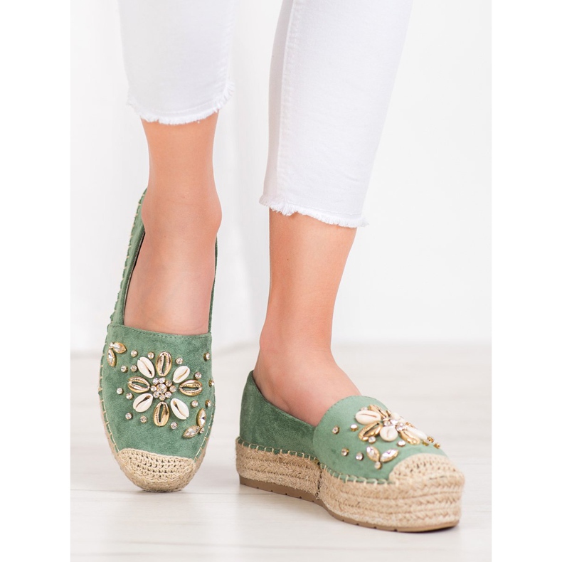 Seastar Espadryle Z Ozdobami zielone 2