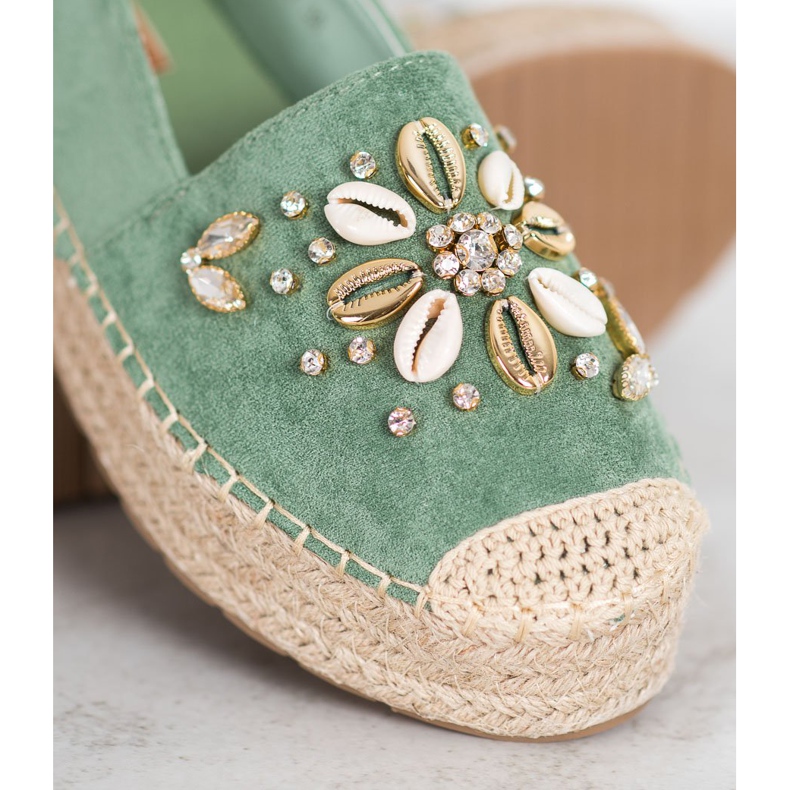 Seastar Espadryle Z Ozdobami zielone 1
