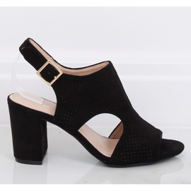 Sandałki na obcasie czarne 99-33A Black 1
