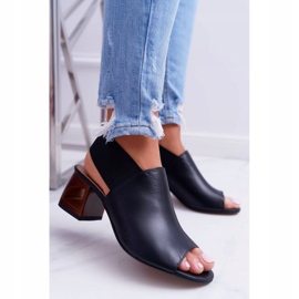 Sandały Na Słupku Laura Messi 1919 Skóra Czarne Grehno 1