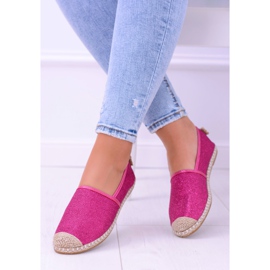 Lu Boo Damskie Espadryle Slip On Fuksja Brokat Miravet różowe 1