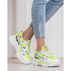 SHELOVET Neonowe Sneakersy białe żółte 1