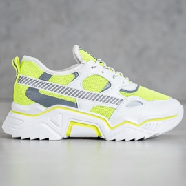 SHELOVET Neonowe Sneakersy białe żółte 2