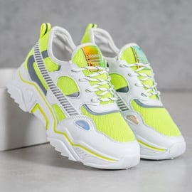 SHELOVET Neonowe Sneakersy białe żółte 4