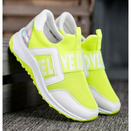 Seastar Slipony Na Platformie Love białe zielone 2