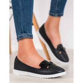 Weide Ażurowe Mokasyny Z Brokatem czarne 2