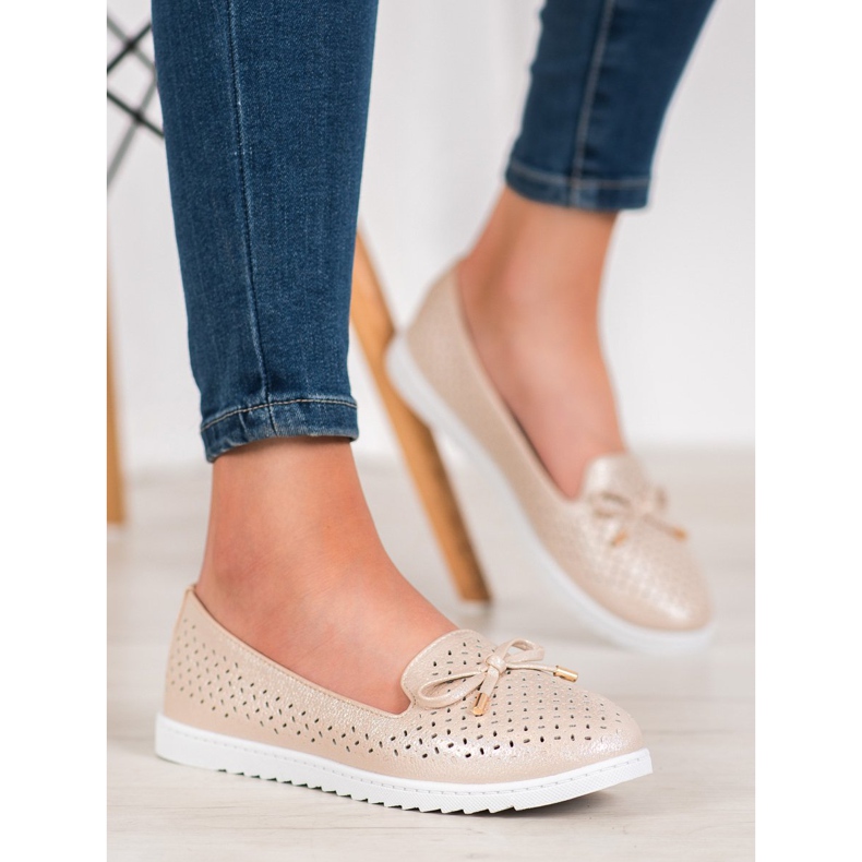 Weide Ażurowe Mokasyny Z Brokatem brązowe 1