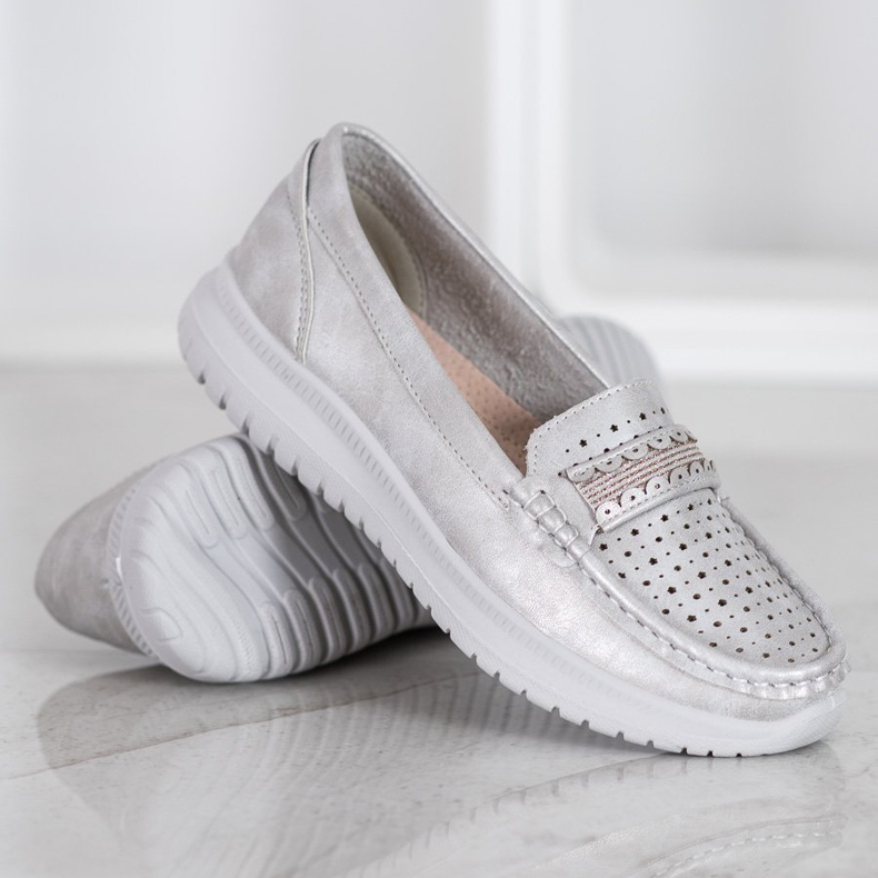 Small Swan Mokasyny Na Platformie szare 2