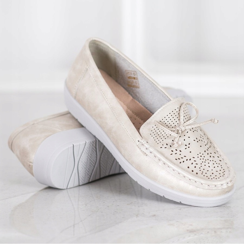 SHELOVET Wygodne Mokasyny złoty 1