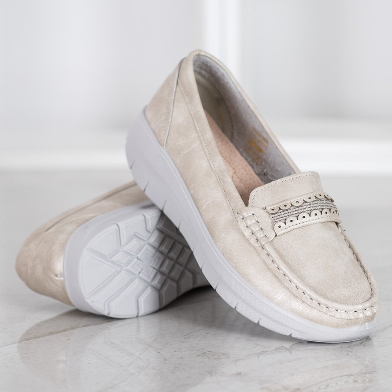 SHELOVET Wygodne Mokasyny Na Platformie żółte 1