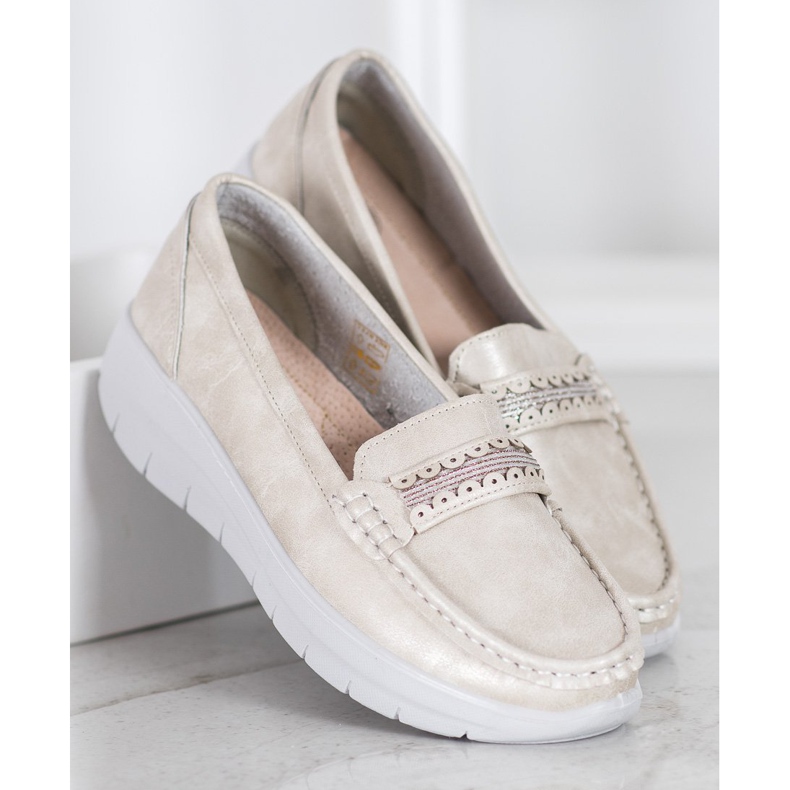 SHELOVET Wygodne Mokasyny Na Platformie żółte 2