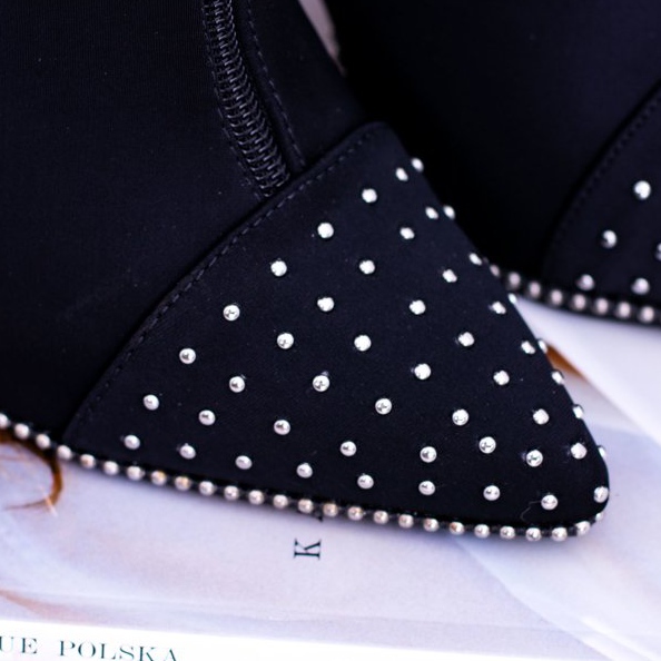 BUGO Czarne Zamszowe Botki na Szpilce Regio 2