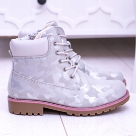 EVE Dziecięce Młodzieżowe Ocieplane Szare Botki Traperki MoroStyle 2