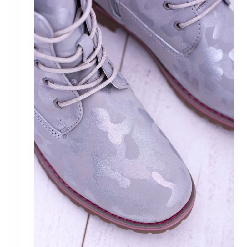 EVE Dziecięce Młodzieżowe Ocieplane Szare Botki Traperki MoroStyle 1