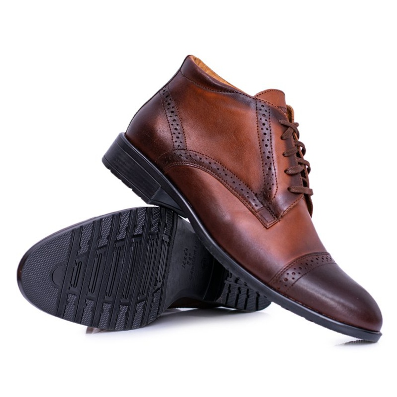 Joker Męskie Botki Ocieplane Polskie Skórzane Trzewiki Koniak Columbs brązowe 2