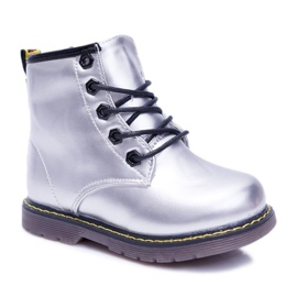 Dziecięce Botki Ocieplane Futerkiem Trapery Srebrne Debi szare 1