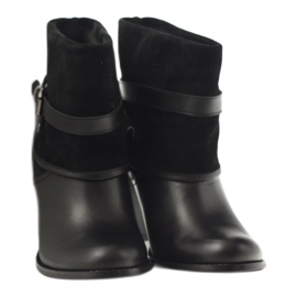 Czarne klasyczne buty damskie botki zimowe Edeo 1754 4