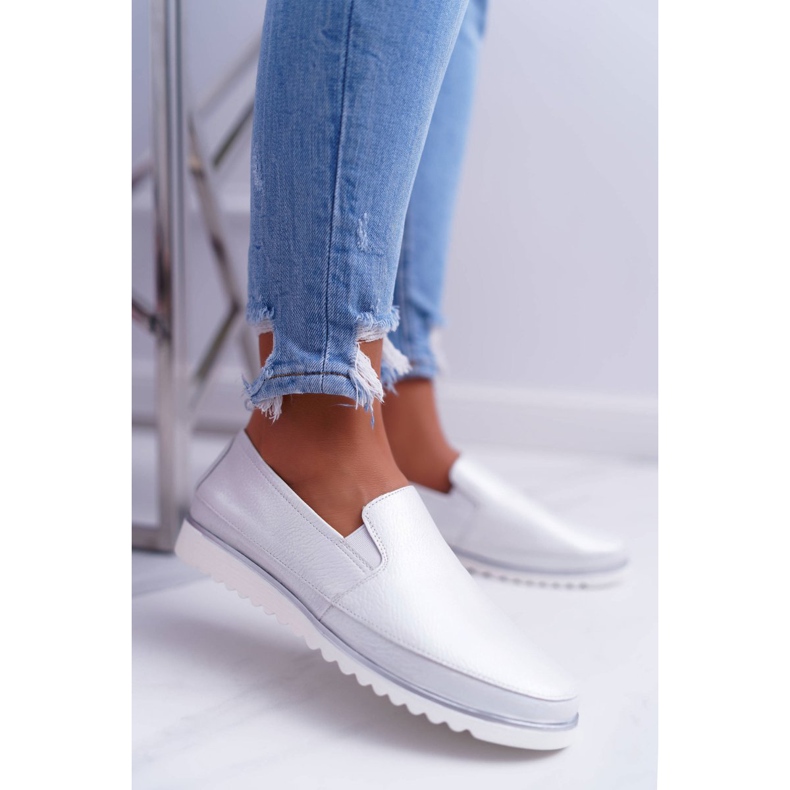 Mokasyny Damskie Sergio Leone Srebrne Magento szare 1