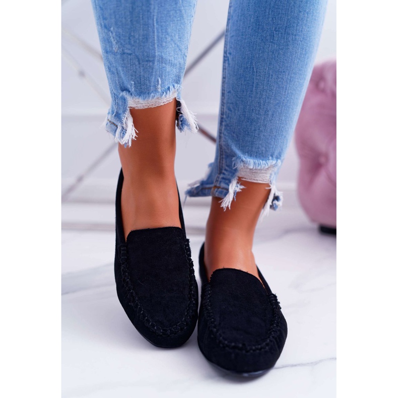 Mokasyny Damskie Sergio Leone Zamszowe Czarne Winted 2