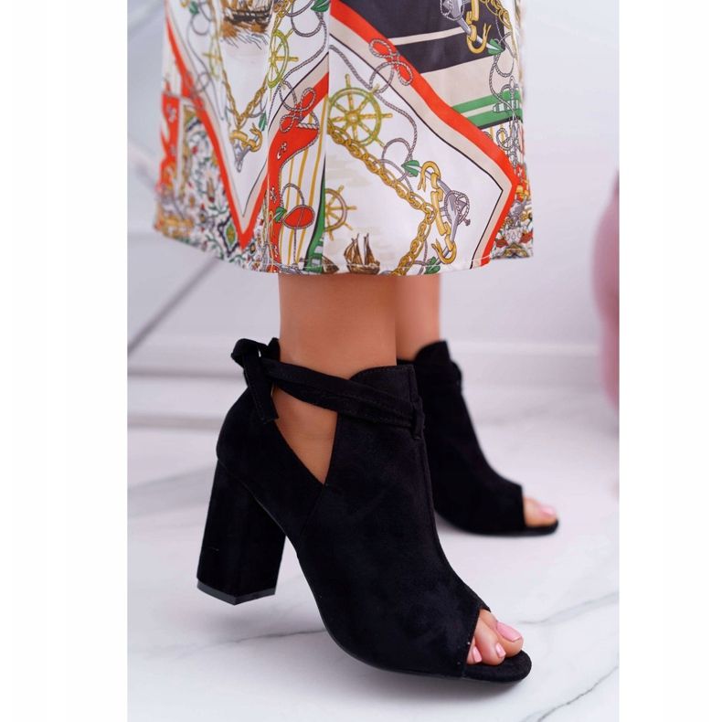 Vinceza Czarne Botki Sandały Na Słupku Odkryte Palce Grays 1