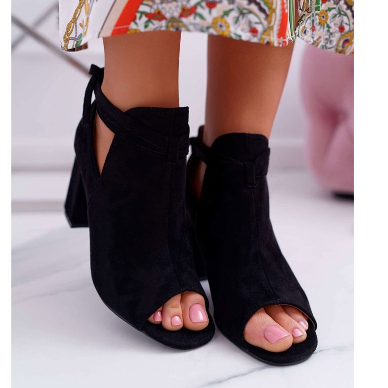 Vinceza Czarne Botki Sandały Na Słupku Odkryte Palce Grays 2