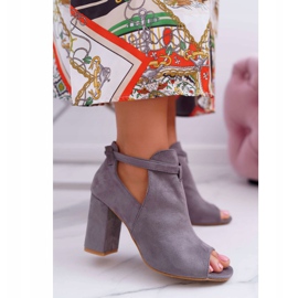 Vinceza Szare Botki Sandały Na Słupku Odkryte Palce Grays 1