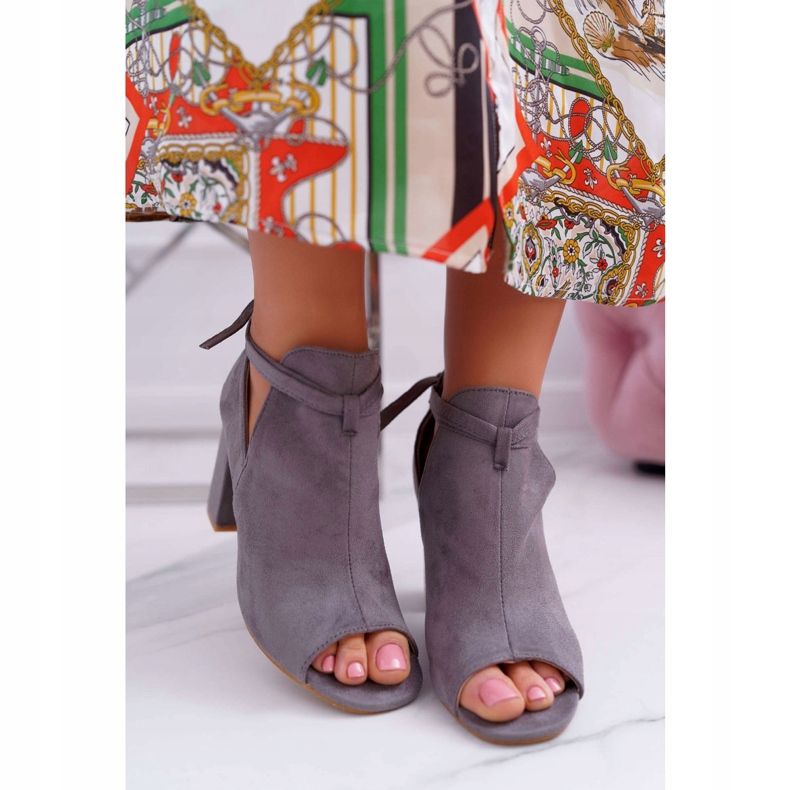 Vinceza Szare Botki Sandały Na Słupku Odkryte Palce Grays 2