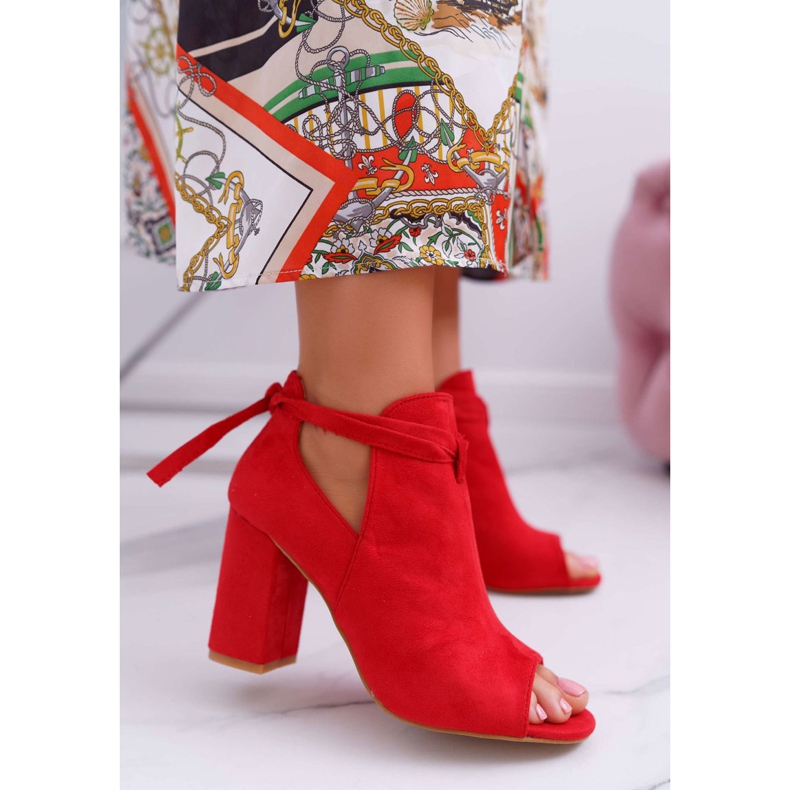 Vinceza Czerwone Botki Sandały Na Słupku Odkryte Palce Grays 1