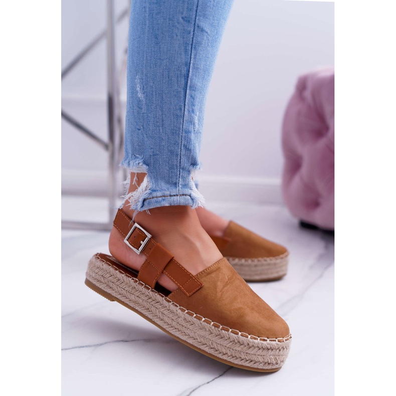 NFR Espadryle Damskie Zamszowe Na Platformie Camel Parteno brązowe 1