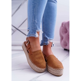 NFR Espadryle Damskie Zamszowe Na Platformie Camel Parteno brązowe 2