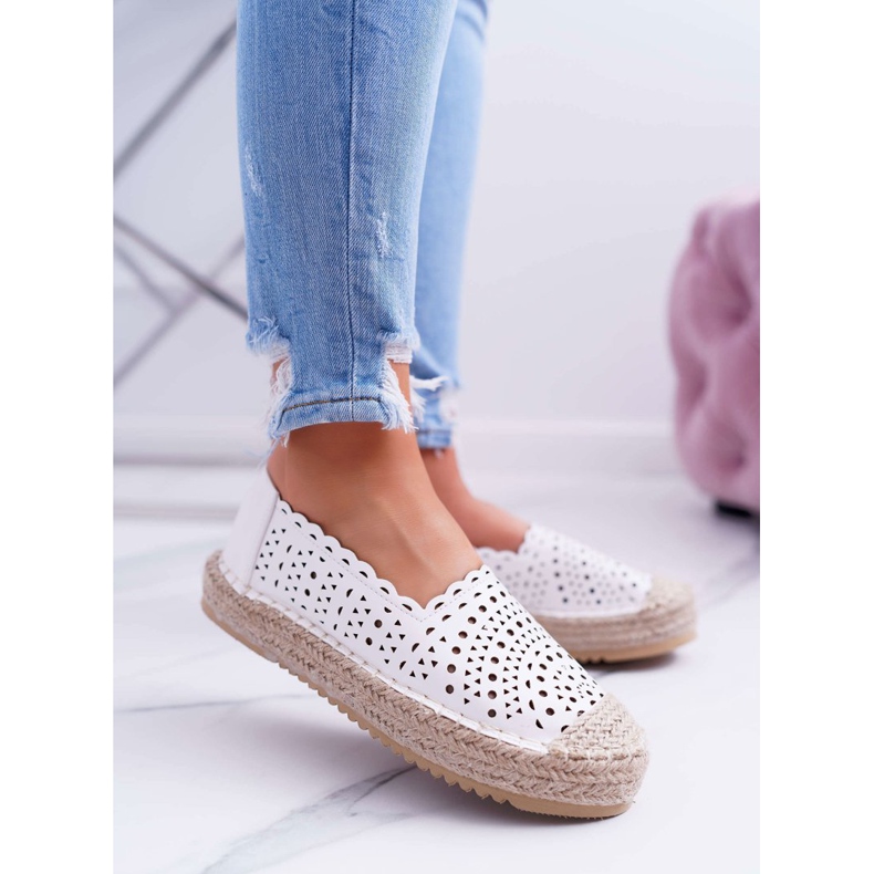 HAN Espadryle Damskie Wsuwane Białe Satisfaction 1