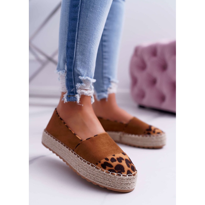 Espadryle Damskie Camel Platforma Ringer brązowe 1