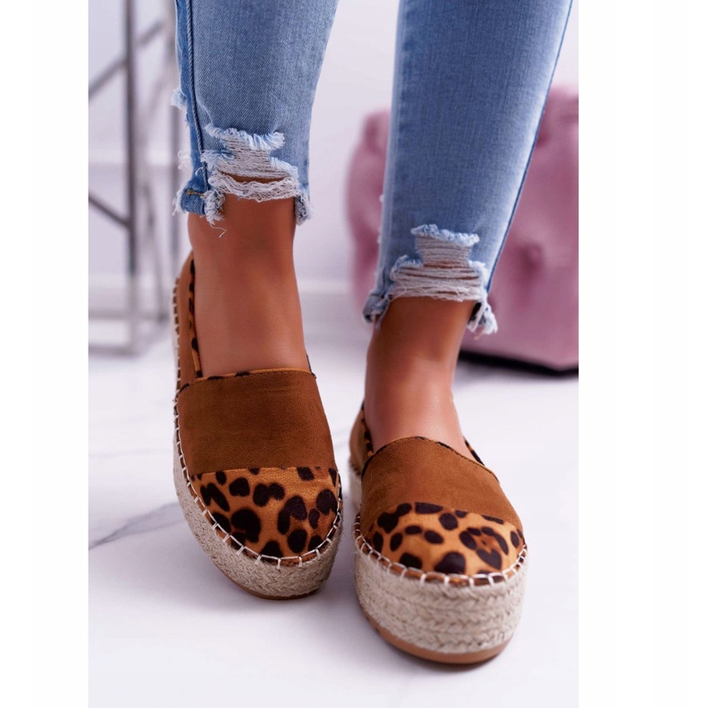 Espadryle Damskie Camel Platforma Ringer brązowe 2