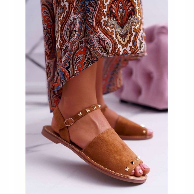 Damskie Sandały Lu Boo Zamszowe Camel Silena brązowe 1